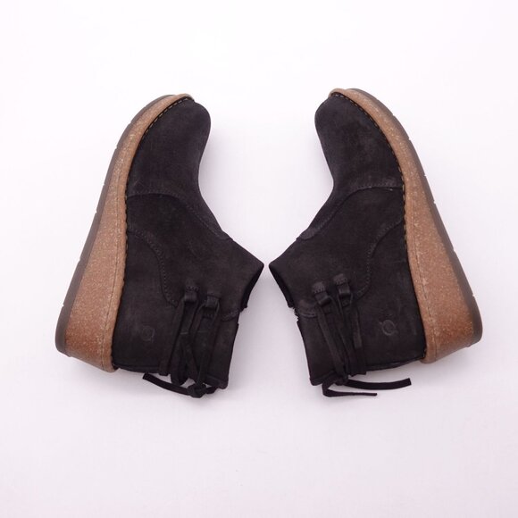 NWOB BORN Women's Vaughn Ankle Boot Suede Wedge Booties Size 7 Black - Picture 3 of 8